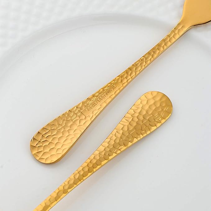 Buyer Star 12 Pieces Hammered Dinner Forks Set, 7.9 Inch Stainless Steel Forks,Table Forks,Flatware Forks, Mirror Finish & Dishwasher Safe,Use for Home,Kitchen or Restaurant (Gold)