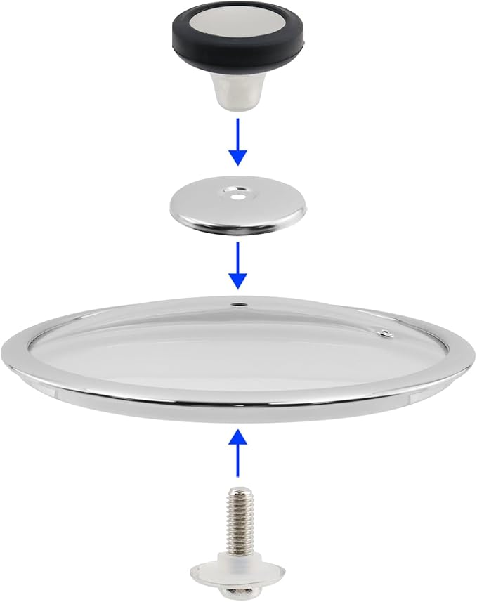 Woogim 9.5 Inch Tempered Glass Lid with Silicone Handle,Wide Edge for Secure Seal,Universal Cookware Cover, Dishwasher Safe,Oven Compatible up to 480℉,Compatible with Induction & Ceramic Cooktops