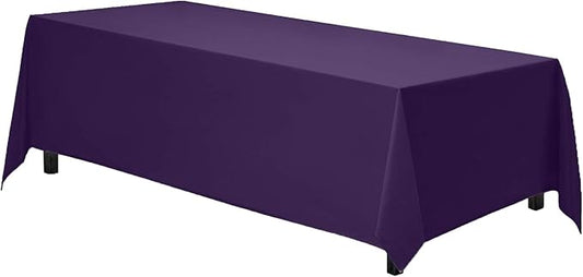 Gee Di Moda Rectangle Tablecloth - 90 x 156 Inch Purple Table Cloth for 8 Foot Tables with Floor-Length Drop - Heavy Duty Washable Fabric for Holiday Party, Dinner, Weddings & Baby Shower