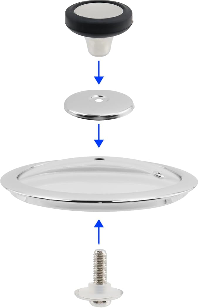 Woogim 6.5 Inch Universal Lid for Pans Tempered Glass Pot Lid with Steam Vent & Easy-to-grip Silicone Handle,Wide Edge for Secure Fit,Pan lids for Cast Iron Skillets,Frying Saute Pan,Cooking Pot