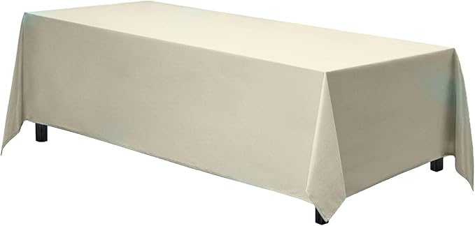 Gee Di Moda Rectangle Tablecloth - 90 x 156 Inch Ivory Table Cloth for 8 Foot Tables with Floor-Length Drop - Heavy Duty Washable Fabric for Holiday Party, Dinner, Weddings & Baby Shower