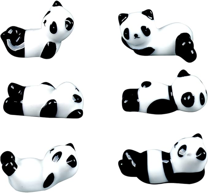 YEYILILINHONG 6PCS Cute Ceramic Panda Chopsticks Rest Rack Stand Holder for Chopsticks, Ceramic Ware Chopsticks Stand Rest Rack，Gift for Boys Girls Kids