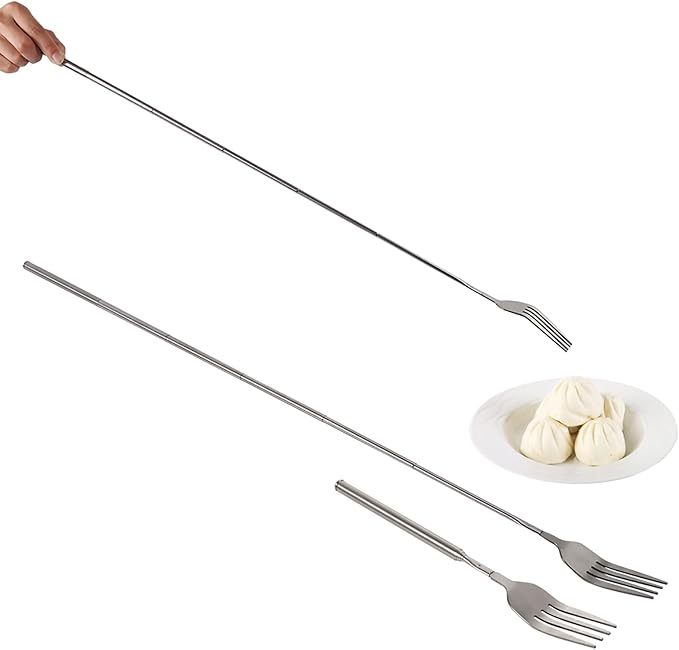 Extendable Forks, 8.7 to 25.4 Inch Long, Telescopic & Retractable - BBQ Dinner & Fruit Dessert Forks (4 Pcs)