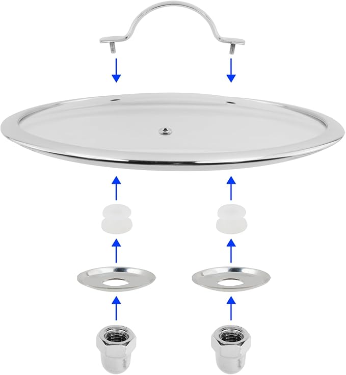 Woogim 4mm Thickness Tempered Glass Lid 12 Inch with Steam Vent,Dishwasher Safe & Oven Up to 480℉ Wide Edge Pot Lids with Stainless Steel Handle for Frying Pan Saute Pan Replacement Cover