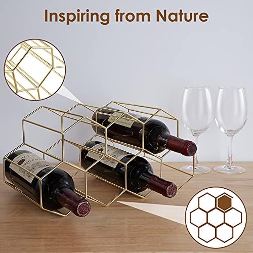 Countertop Wine Storage - Freestanding 7 Bottle Metal Holder with Modern Design for Kitchen or Wine Cellar