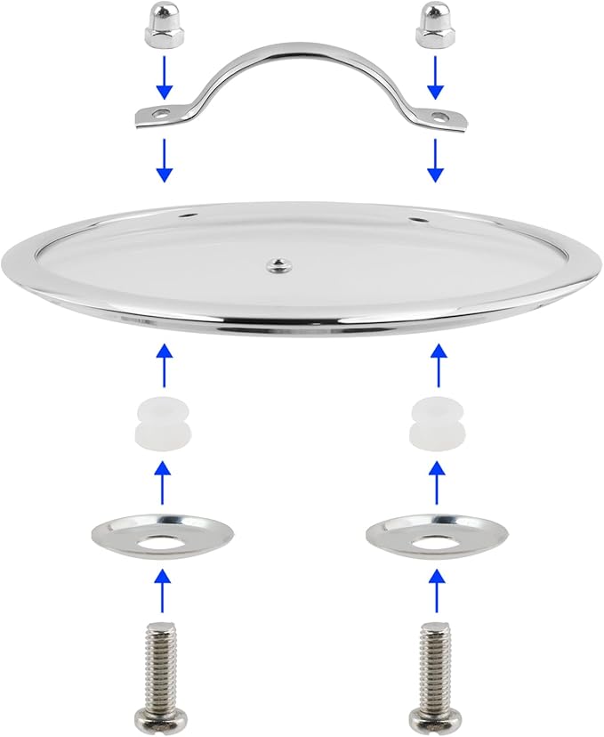 Woogim 10.5 Inch Thickened Tempered Glass Lid with Ergonomic Stainless Steel Grip,Dishwasher Safe and Oven Up to 480℉,Wide Edge Cover for Frying Pans,Sauce Pots & Woks