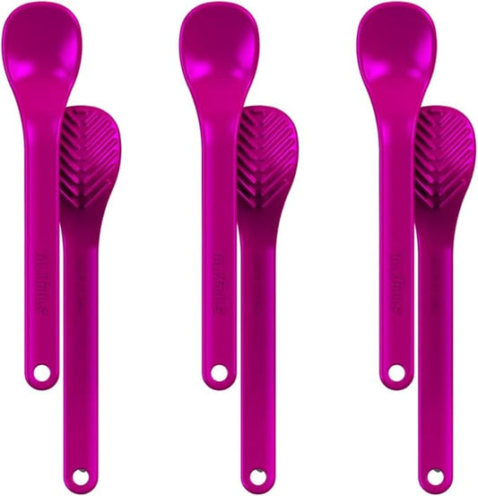 TalkTools Textured Magenta Spoons | Provides oral awareness during feeding | Encourages lip closure | Normalize acceptance of foods with a variety of textures - 6 Pack