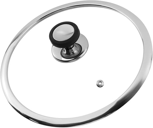 Woogim 9.5 Inch Tempered Glass Lid with Silicone Handle,Wide Edge for Secure Seal,Universal Cookware Cover, Dishwasher Safe,Oven Compatible up to 480℉,Compatible with Induction & Ceramic Cooktops