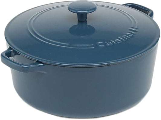Cuisinart Chef's Classic Enameled Cast Iron Round Covered Casserole (Provencial Blue, 7- Quart)