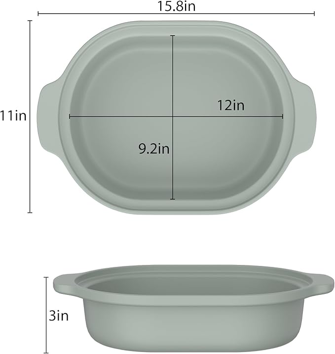 MAGNIFIQUE Casserole Dishes for Oven, 9x12 Porcelain Baking Dish, 4 Quarts Lasagna Pan with Handles, Oven Safe up to 500°F or on Stovetop, Use to Marinate, Cook, Bake, and Serve, Olive