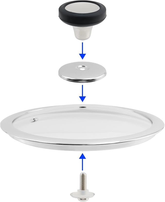 Woogim 8 Inch Universal Round Lid for Pots Tempered Glass Pan Lid,Silicone Handle Included,Dishwasher Safe,Oven Compatible up to 480℉,Universal Fit for Cast Iron Skillets & Stainless Steel Pots