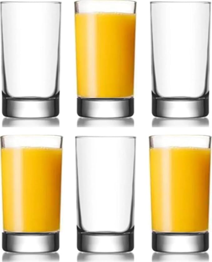 BOHEM'S Small Juice Glasses, Mini Clear Glass Cups Tumblers, 5.1 Oz, Drinking Glassware for Orange Juice, Water, Milk, Coffee, Perfect for Tasting and Small Portions, Set of 6,