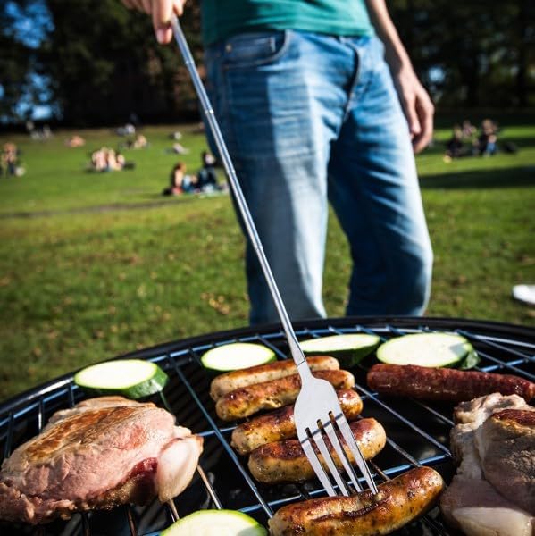 Extendable Forks, 8.7 to 25.4 Inch Long, Telescopic & Retractable - BBQ Dinner & Fruit Dessert Forks (4 Pcs)