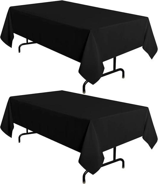 sancua 2 Pack Black Tablecloth 60 x 102 Inch, Rectangle 6 Feet Table Cloth - Stain and Wrinkle Resistant Washable Polyester Table Cover for Dining Tables, Buffet Parties and Camping