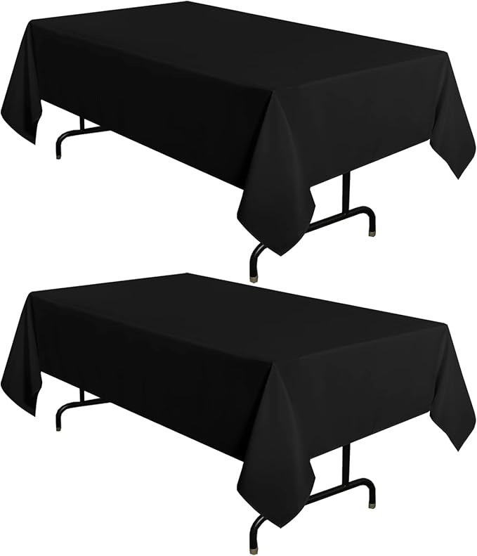 sancua 2 Pack Black Tablecloth 60 x 120 Inch, Rectangle 8 Feet Table Cloth - Stain and Wrinkle Resistant Washable Polyester Table Cover for Dining Tables, Buffet Parties and Camping