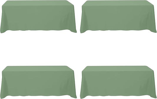 BRILLMAX 4 Pack Sage Green Tablecloths for 8 Foot Rectangle Tables 90 x 156 Inch - 8ft Rectangular Bulk Linen Polyester Fabric Washable Cloth Cover for Wedding Reception Banquet Birthday Party