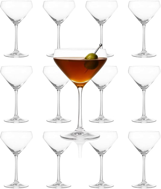 LEMONSODA Hand Blown Classic Martini Glasses Manhattan, Cosmopolitan, Espresso Martini, Lemon Drop, Dirty Martini - Inspired by 1930's-50's Cocktail Culture - 6oz/10oz (Set of 12, 10oz) (2270)