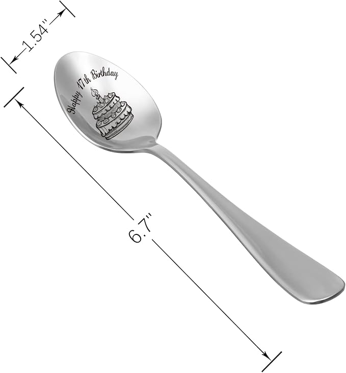 Happy 17th Birthday Spoon&Fork Gifts Engraved Spoon&Fork Personalized Birthday Gifts for Son Daughter Sister Brother Friends