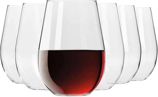 Krosno Stemless Wine Glasses for Red or White Wine, Set of 6, 19.6 oz, Harmony Collection, Perfect for a Veriety of Drinks, Made in Europe