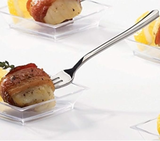 200 Mini Plastic Tasting Forks for Appetizer - 4.2” Inches Reflection Stainless Steel Finished Silver Perfect Desserts Cocktail Cake Fruit Wedding Party Petite Premium Three Prong Disposable Fork