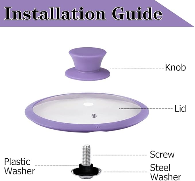 JoyTube Universal Pot Pan Lids Replacement Knob, Silicone Heat Resistant Pan Cover Holding Handles BPA Free Dishwasher Safe Fits Skillets and Kitchen Cookware (Pack of Two-Purple)