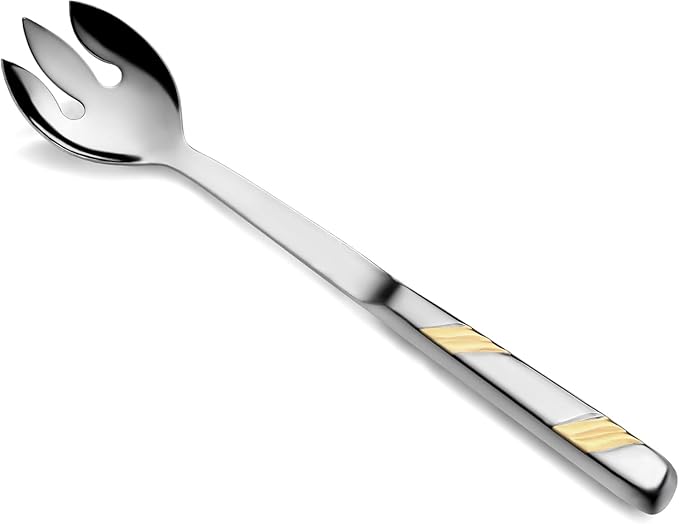 New Star Foodservice Hollow Handle Notched Serving Spoon (Gold, Notched Serving Spoon (12-Inch))