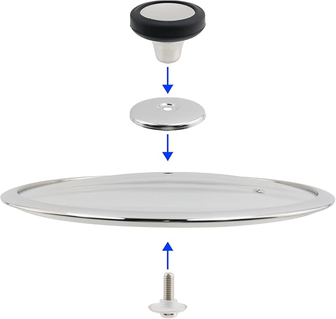 Woogim Universal Pan Lid 12 Inch,Silicone Handle,4mm Thickness Tempered Glass,Dishwasher Safe and Oven up to 480℉,Stainless Steel Wide Lid for Pot,for Frying, Boiling and Stewing Kitchen Essential