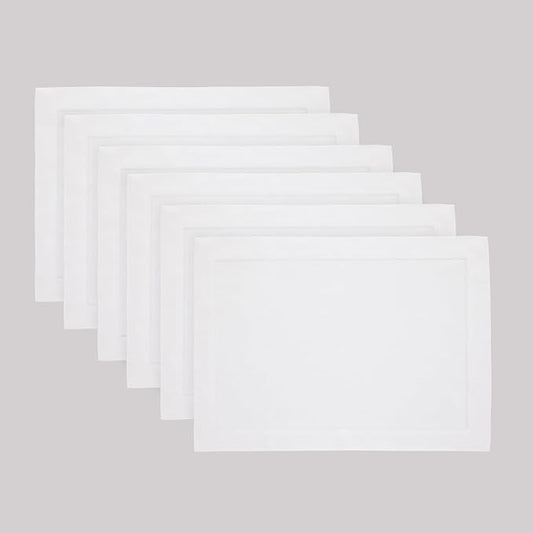 Solino Home Linen White Placemats Set of 6-100% Pure Linen Placemats 14 x 19 Inch for Fall, Autumn, Halloween, Thanksgiving, Christmas, Holiday - Fete