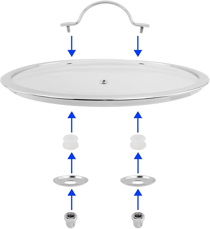 Woogim 11.5 Inch Pan Lid for Frying Pan,Pot Lids with Stainless Steel Handle,Dishwasher Safe and Oven Up to 480℉,4mm Thickness Tempered Glass Lid for Commercial/Household Cookware