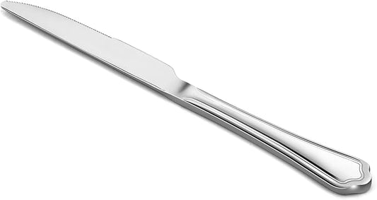 E-far Dinner Knives Set of 12, 9 Inch Stainless Steel Serrated Steak Butter Knife for Home Kitchen Restaurant, Scalloped Edge & Non-toxic - Dishwasher Safe