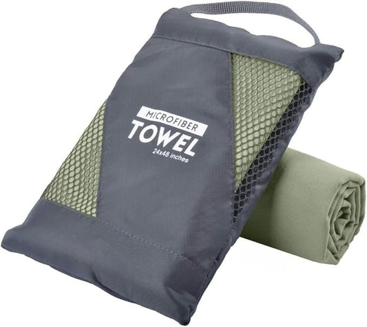 Microfiber Towel Perfect Travel & Gym & Camping Towel, Quick Dry - Super Absorbent - Ultra Compact - Lightweight. Suitable for Trip, Beach, Shower, Backpacking, Pool (Army Green)