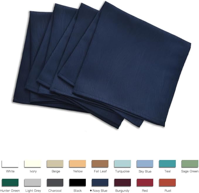 maxmill Jacquard Cloth Napkins 20 x 20 Inch Swirl Pattern Soft Comfortable and Luxury Serviette for Restaurant Family Dinners Weddings Parties and Banquets Set of 4 Navy Blue