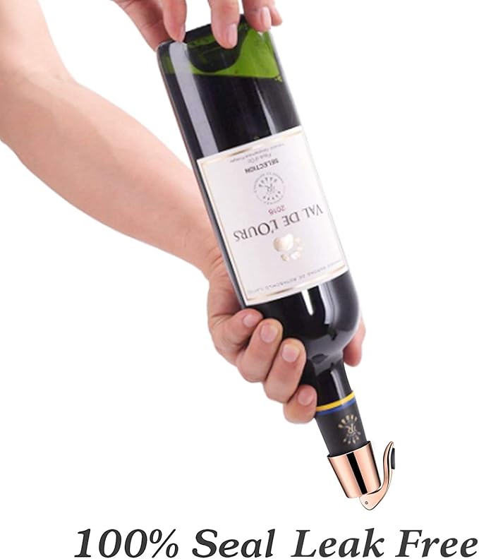 Wine Stoppers Set of 2 - Stainless Steel Wine Bottle Stopper with Silicone Seal, Reusable Beverage Preserver, Freshness Keeper, Premium Bottle Sealers, Ideal Wine Saver Accessory Gift Set