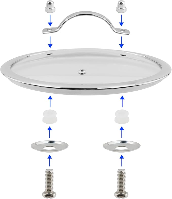 Woogim 9.5 Inch Tempered Glass Lid with Stainless Steel Handle,Thickened to 4mm and Dishwasher Safe and Oven Up to 480℉,Wide Edge Cover for Cast Iron Skillets Casseroles Pan Pot