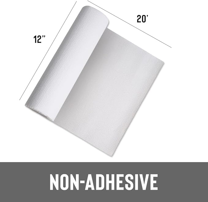 Con-Tact Brand Grip Prints Non-Adhesive Non-Slip Counter Top, Drawer/Shelf Liner, 12" x 20', White