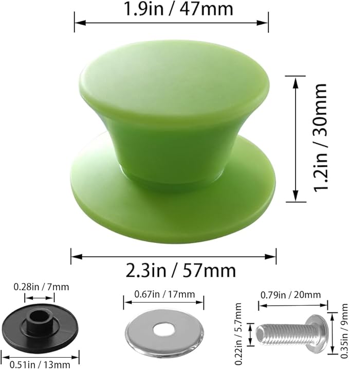 JoyTube Universal Pot Pan Lids Replacement Knob, Silicone Heat Resistant Pan Cover Holding Handles BPA Free Dishwasher Safe Fits Skillets and Kitchen Cookware (Pack of Two-Green)