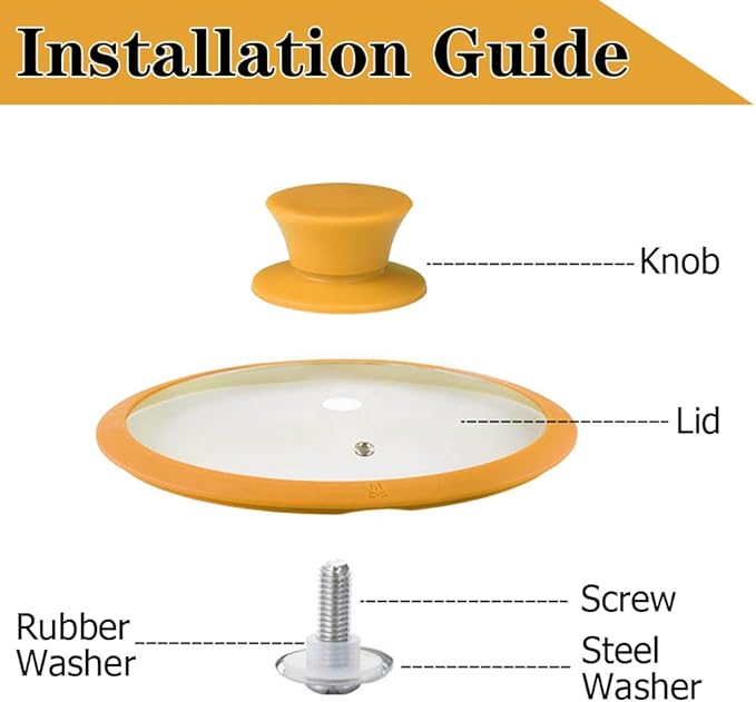 JoyTube Universal Pot Pan Lids Replacement Knob, Silicone Heat Resistant Pan Cover Holding Handles BPA Free Dishwasher Safe Fits Skillets and Kitchen Cookware (Pack of Two-Orange)