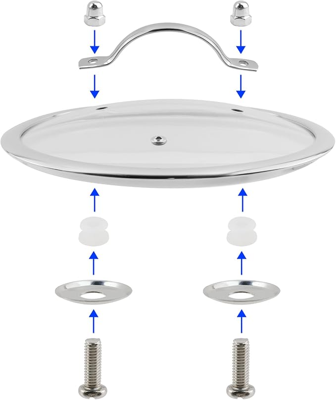 Woogim Stainless Steel Handle Pot Pan Lid Tempered Glass Lids 10 Inch,4mm Thickness,Vented Design for Steam, Dishwasher&Oven Safe up to 480℉,Glass Covers for Frying Pan Wok Pot Skillet