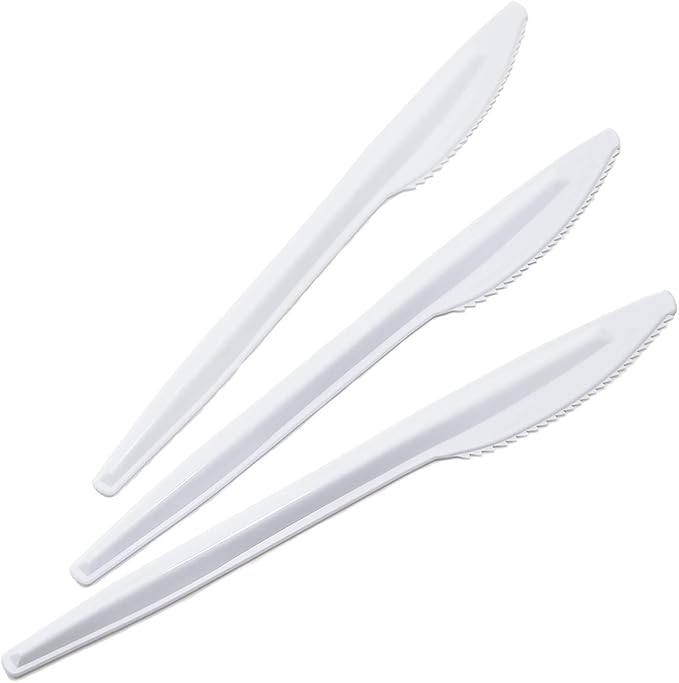 [600 Pack] White Disposable Plastic Knives - Practical Cutlery for Parties, Lunches, Picnics, and Long Trips - Great for Meals, Desserts, or Appetizers