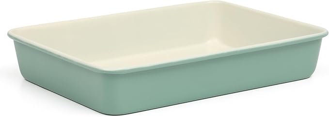Martha Stewart Gallen 13 x 9 Inch Rectangular Nonstick Carbon Steel Cake and Baking Pan – Teal, Durable Bakeware for Even Cooking and Easy Release