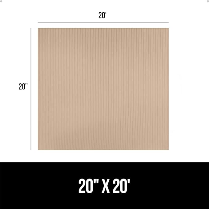 GORILLA GRIP DuraGuard Shelf Liner, 20x20 Non-Adhesive Cabinet Liners for Kitchen Drawers, Shelves, Refrigerator, Pantry Storage, Bathroom Closet, Durable Waterproof BPA Free Ribbed Plastic, Beige
