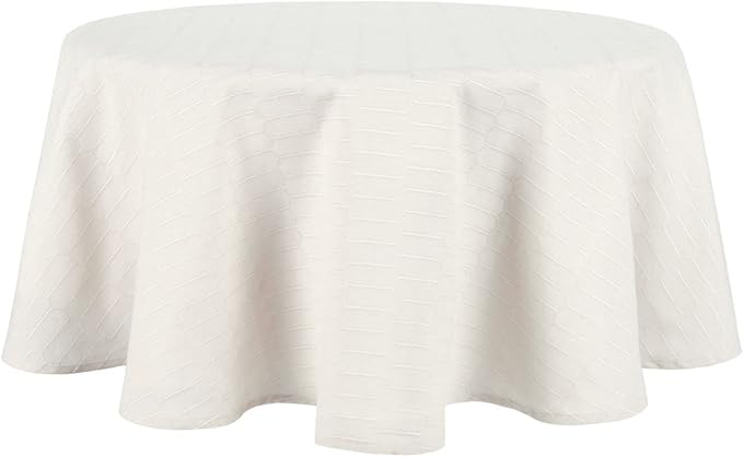 Martha Stewart Honeycomb Modern Farmhouse Tablecloth, Beige, 70" Round