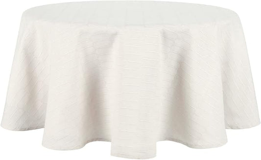 Martha Stewart Honeycomb Modern Farmhouse Tablecloth, Beige, 70" Round