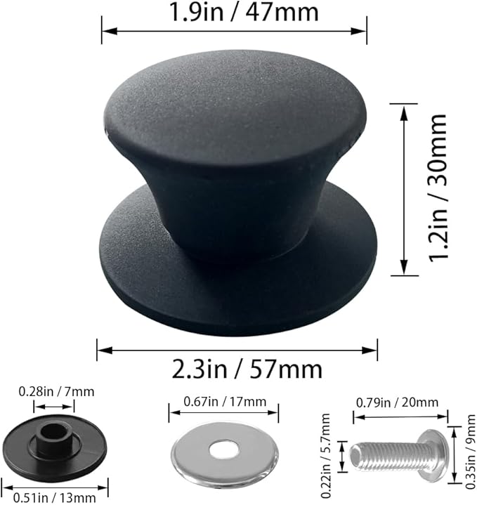 JoyTube Black Universal Pot Pan Lids, BPA Free Replacement Knob Silicone Heat Resistant Pan Cover Holding Handles Dishwasher Safe Fits Skillets ＆ Kitchen Cookware (Pack of 4)
