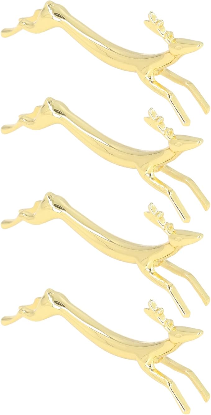 GOTOTOP 4Pcs Chopstick Rest, Reusable Cute Animal Gold Chopstick Holder for Home Restaurant Party (Little Deer Pattern)