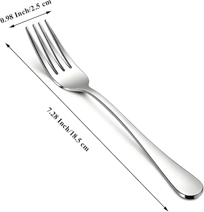 Berglander Salad Forks Set 24pcs, Stainless Steel 7.28" Dessert Forks, Flatware Silverware Fork for Home Kitchen, Restaurant, Hotel, Dishwasher Safe
