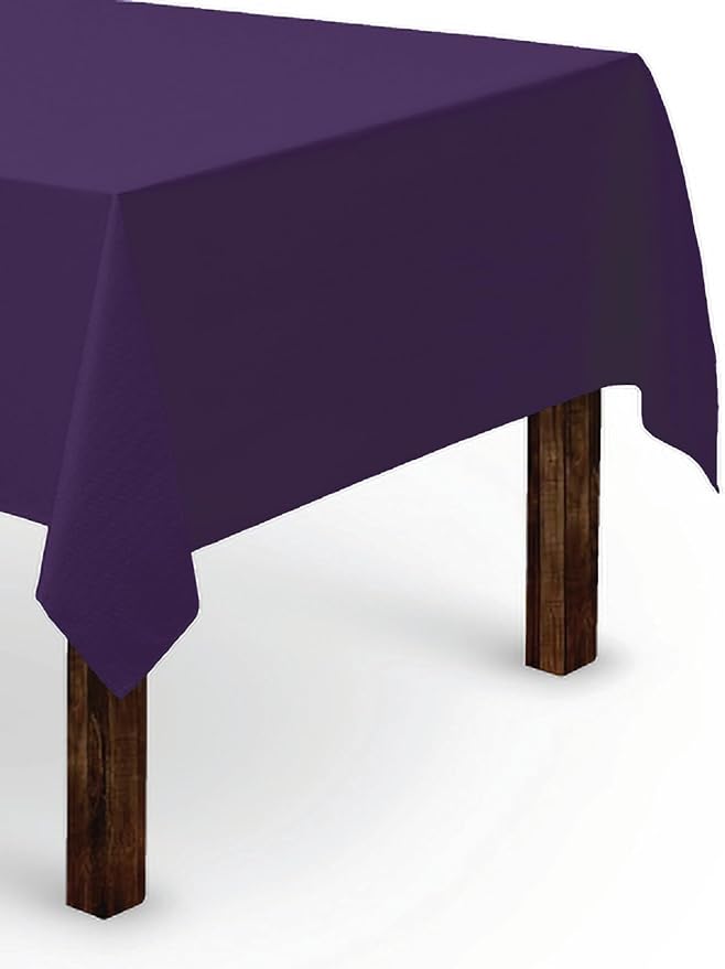 Gee Di Moda Rectangle Tablecloth - 60 x 84 Inch Purple Table Cloth for 5 Foot Rectangle Tables - Heavy Duty Washable Fabric - for Holiday Party, Dinner, Weddings, Baby Shower & Events