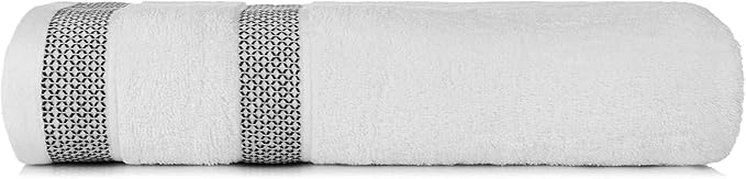 CASA COPENHAGEN® Solitaire Mix 6 Pieces Towel Set- White + Pine Grey, 600 GSM 2Bath Towel 2Hand Towel 2Washcloth, Designed in Denmark Made of Soft Egyptian Cotton for Bathroom, Kitchen & Shower