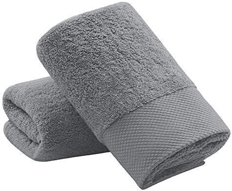 Lin Cotton Hand Towels, Soft & Highly Absorbent Hand Towel for Bathroom,Set of 2 Grey 14 x 30 Inch
