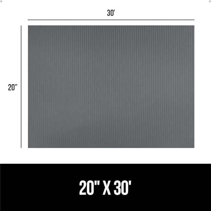 GORILLA GRIP DuraGuard Shelf Liner, 20x30 Non-Adhesive Cabinet Liners for Kitchen Drawers, Shelves, Refrigerator, Pantry Storage, Bathroom Closet, Durable Waterproof BPA Free Ribbed Plastic, Gray